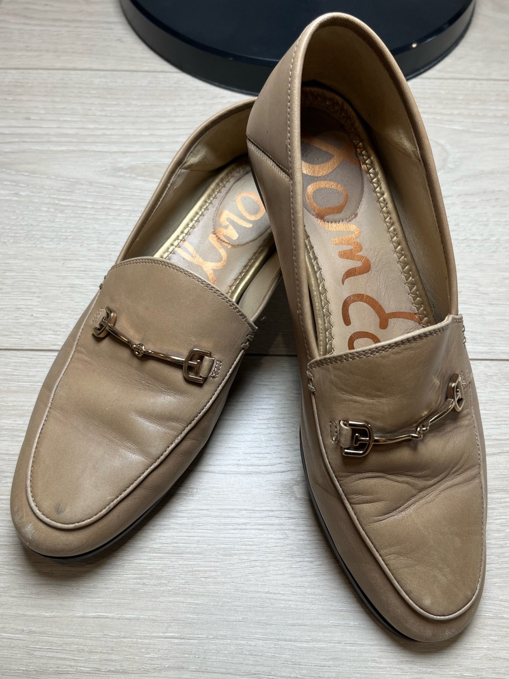 Sam Edelman Beige Leather Bit-Detail Loafers women’s size 8
